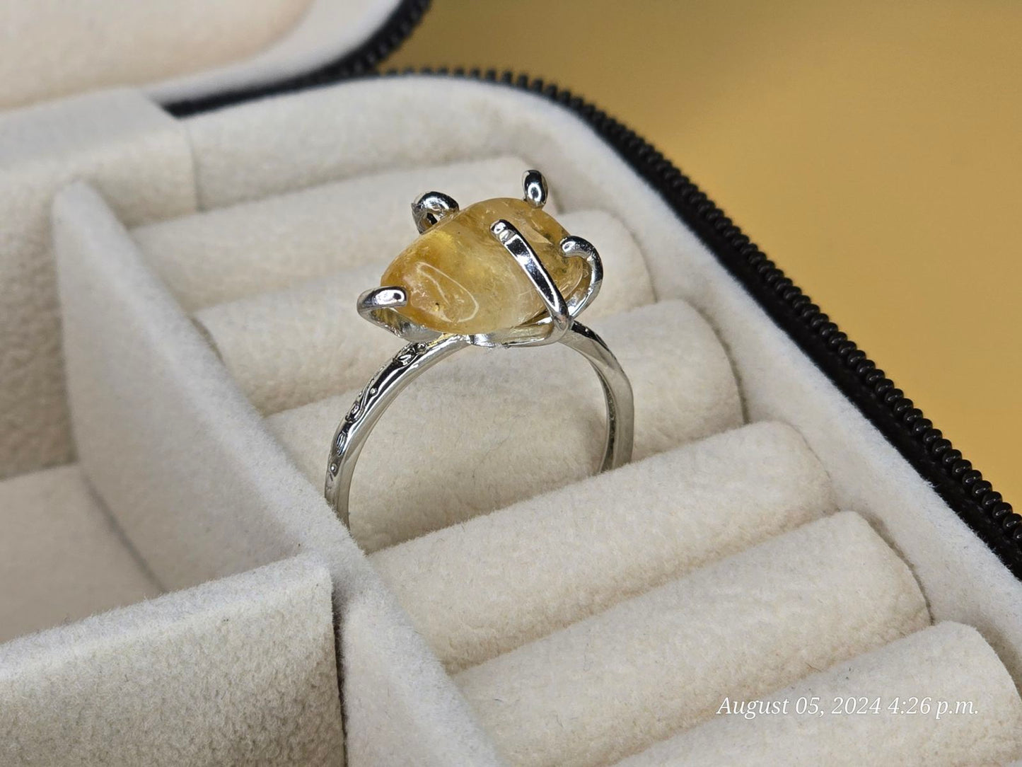 Natural Citrine Stone Adjustable Ring - Elegant and Radiant Gemstone Jewelry