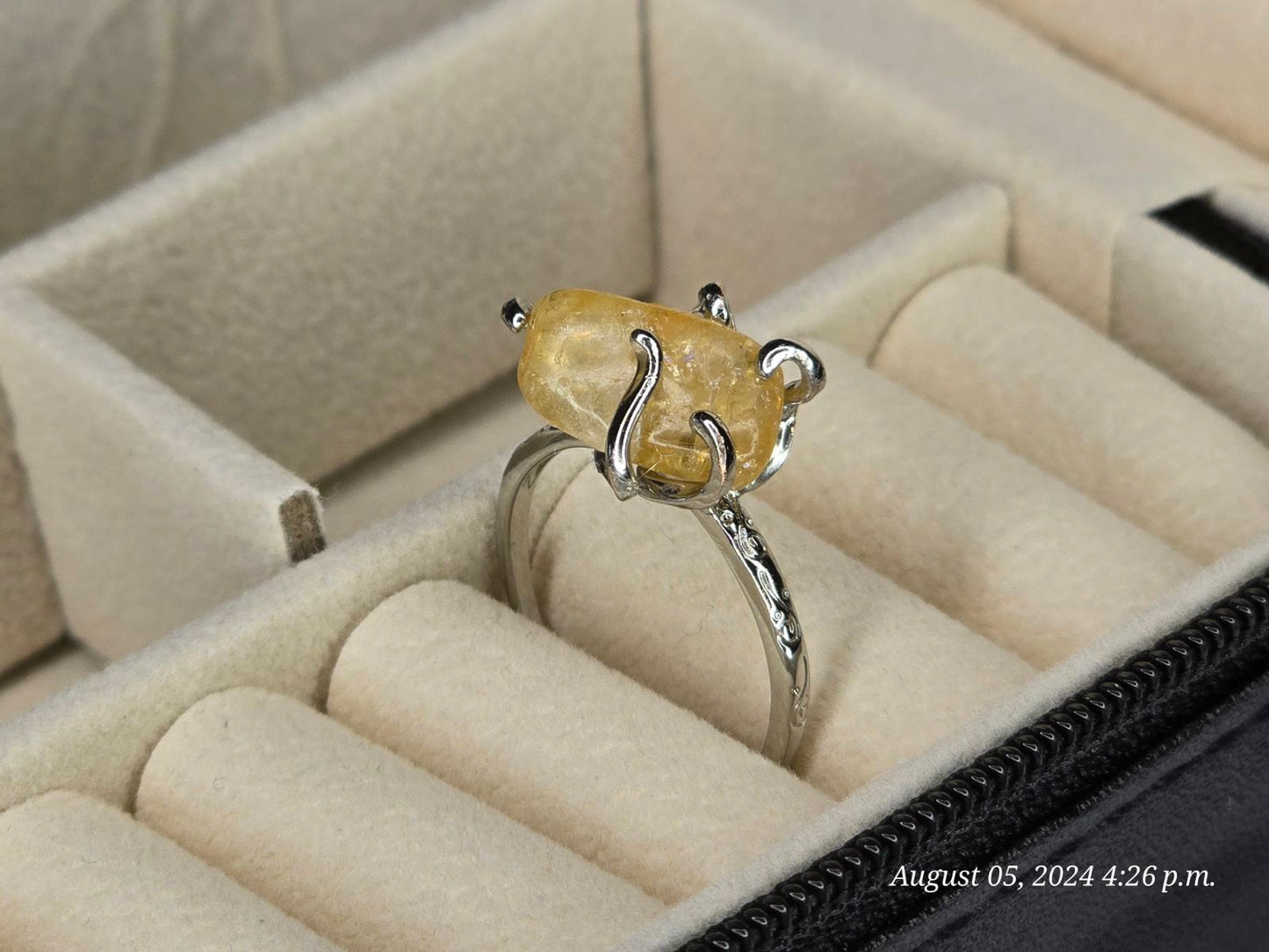 Natural Citrine Stone Adjustable Ring - Elegant and Radiant Gemstone Jewelry
