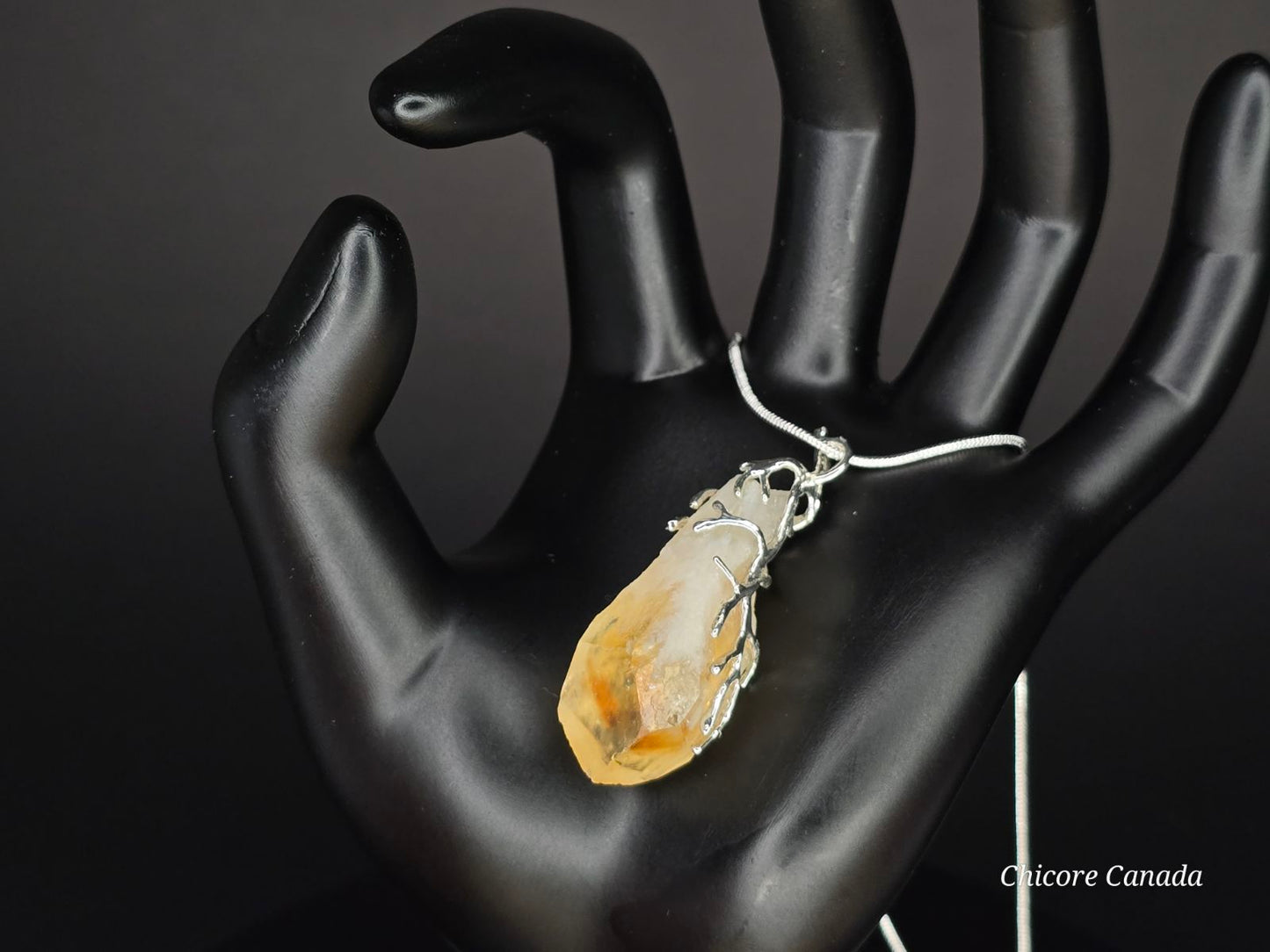 Exquisite Raw Brazilian Citrine Pendant Necklace in Refined Elegance