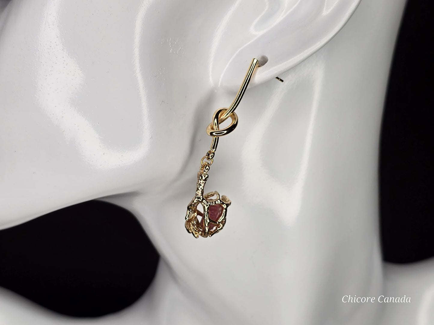 Belles boucles d'oreilles en tourmaline rose