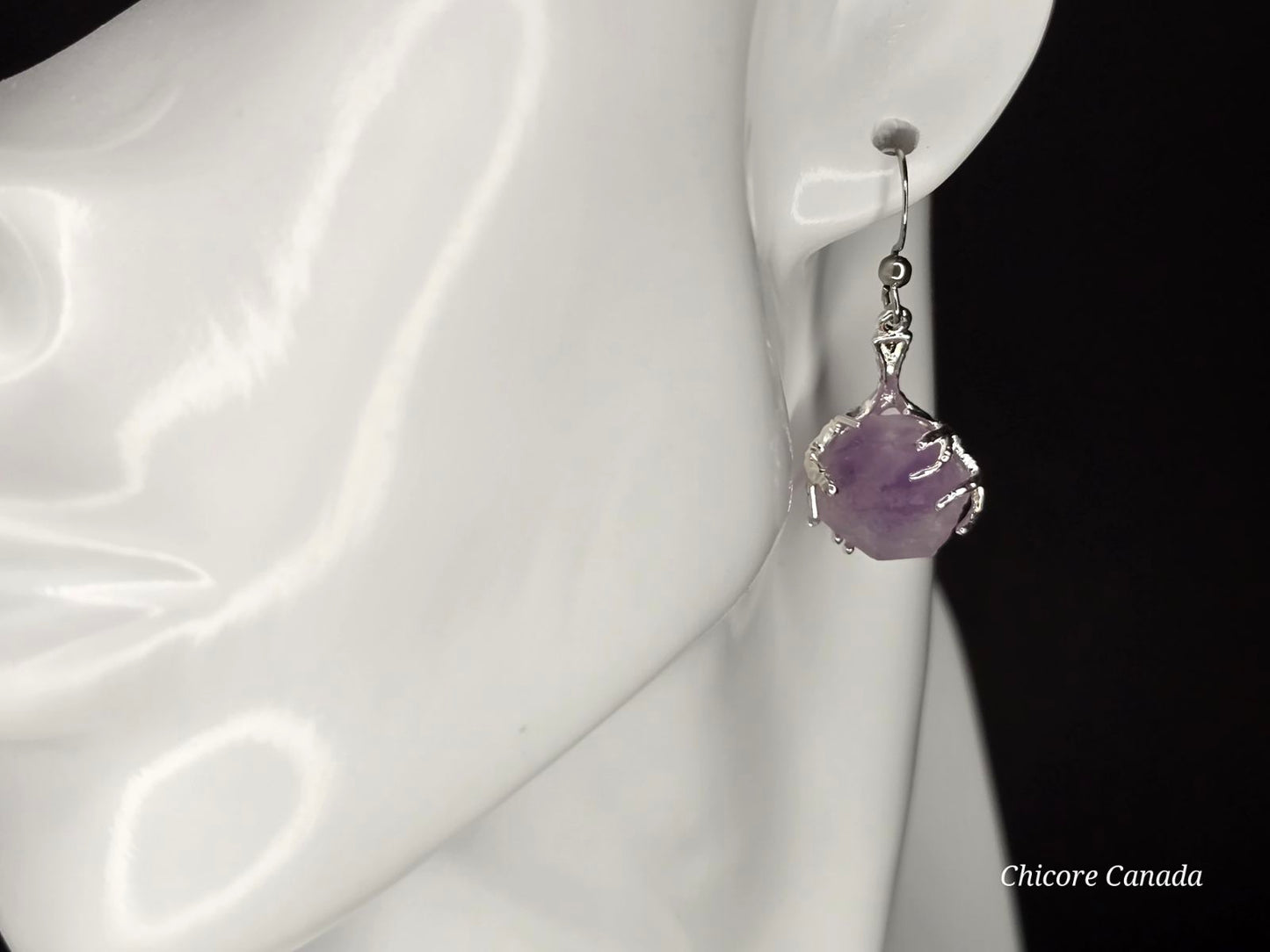 Handmade Natural Amethyst Stone Earrings