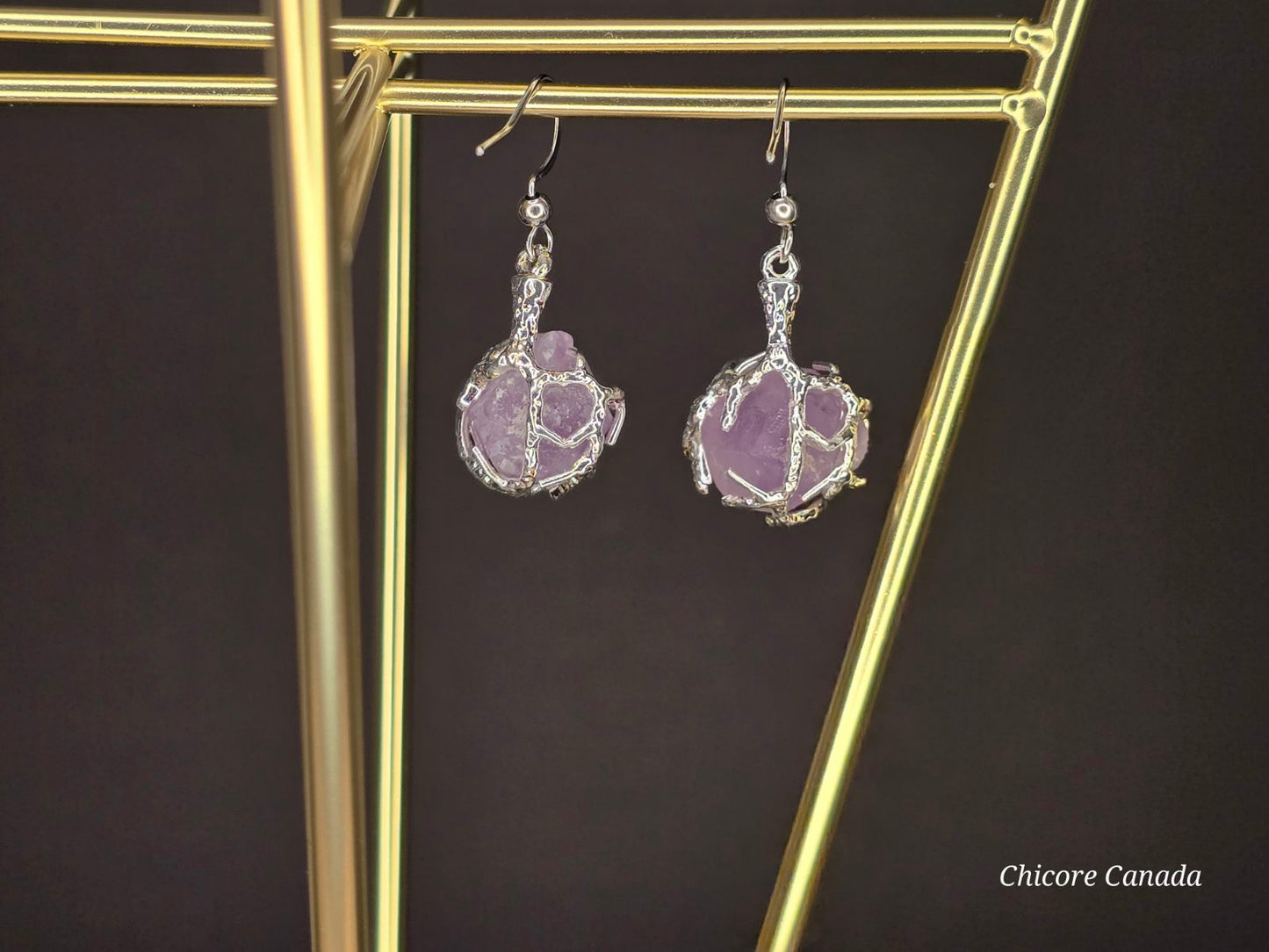 Handmade Natural Amethyst Stone Earrings