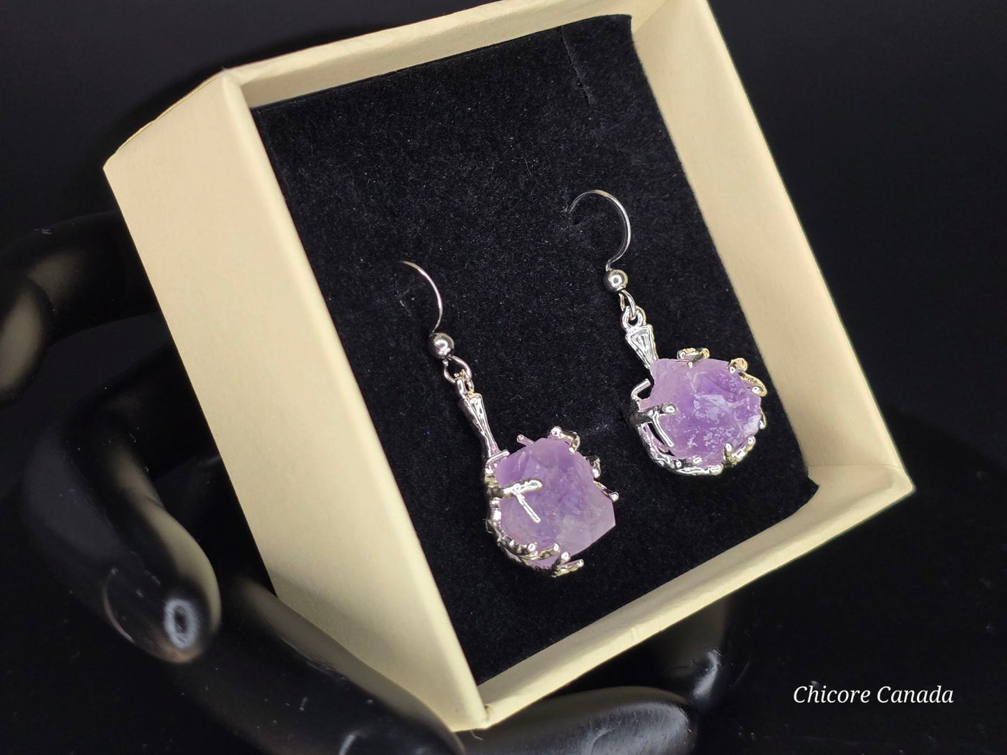 Handmade Natural Amethyst Stone Earrings