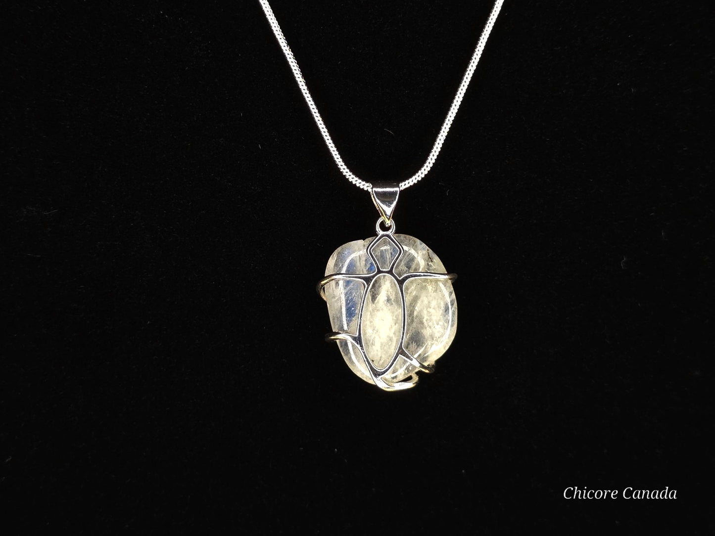 Collier pendentif en pierre de lune naturelle fait main - Design élégant et délicat