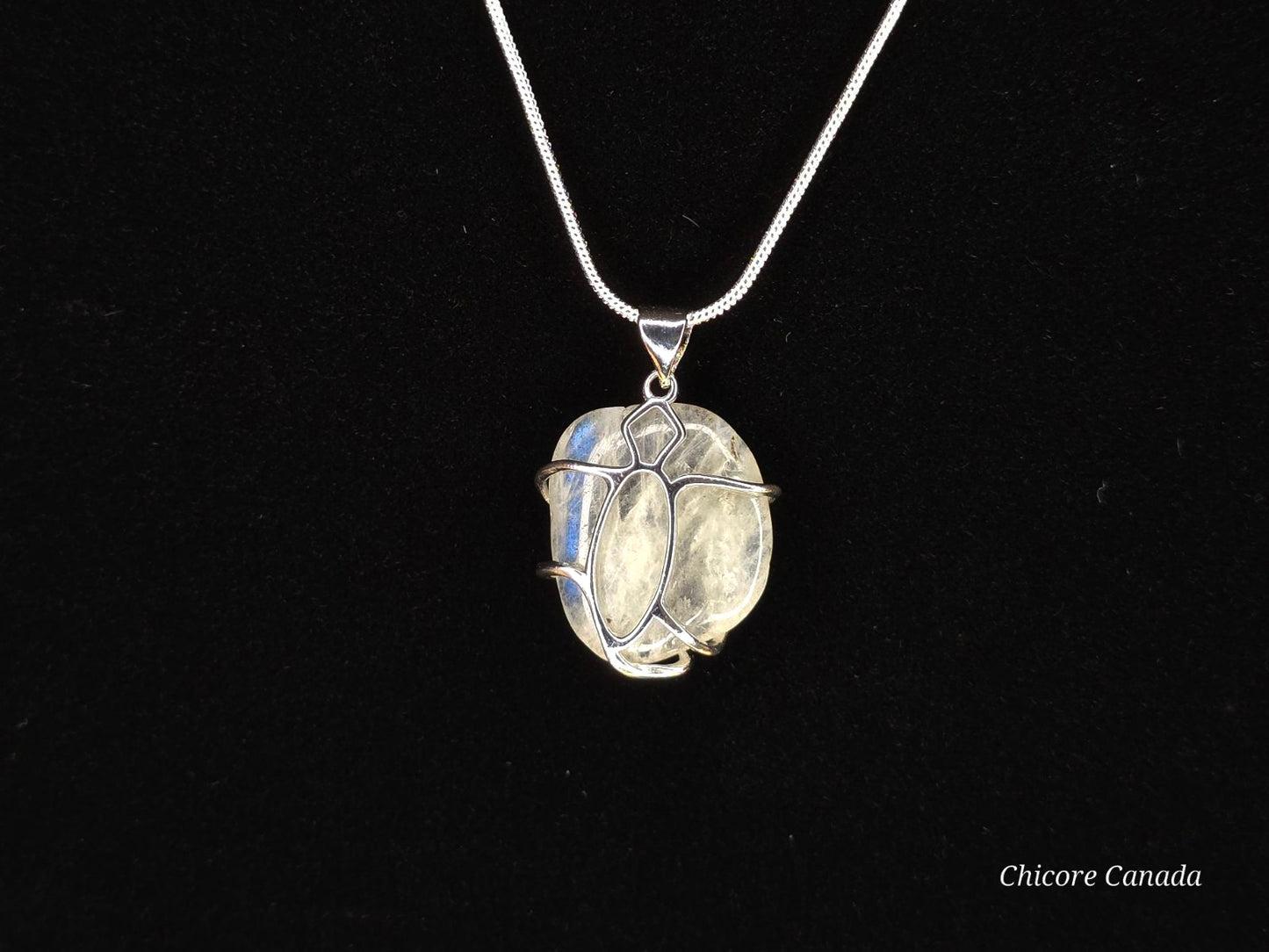 Collier pendentif en pierre de lune naturelle fait main - Design élégant et délicat