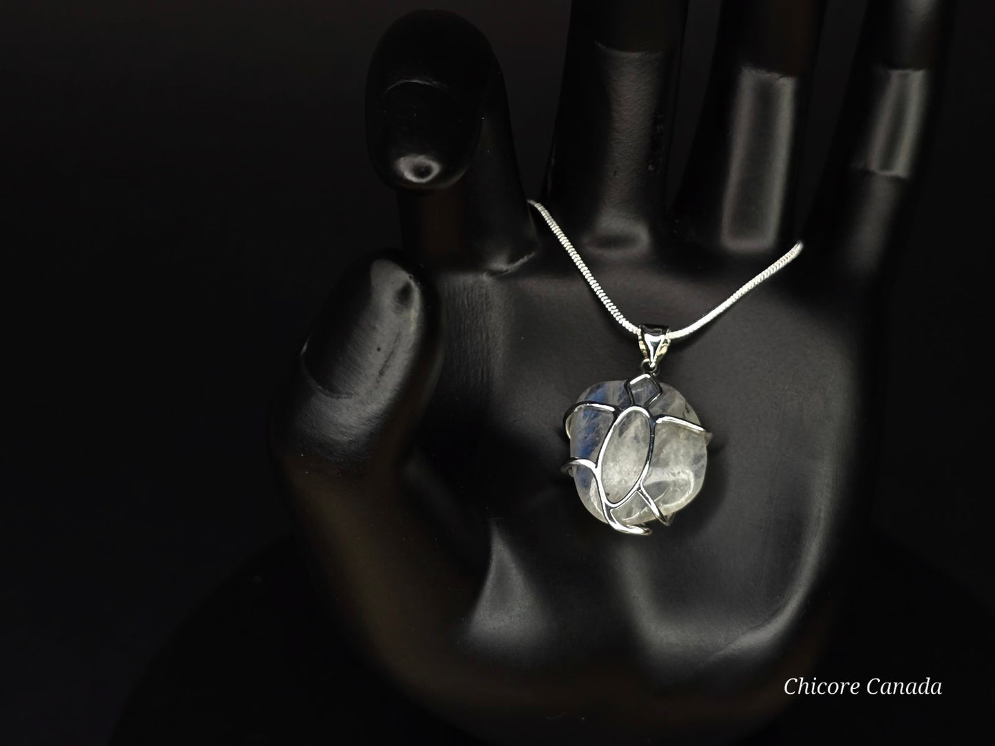 Collier pendentif en pierre de lune naturelle fait main - Design élégant et délicat