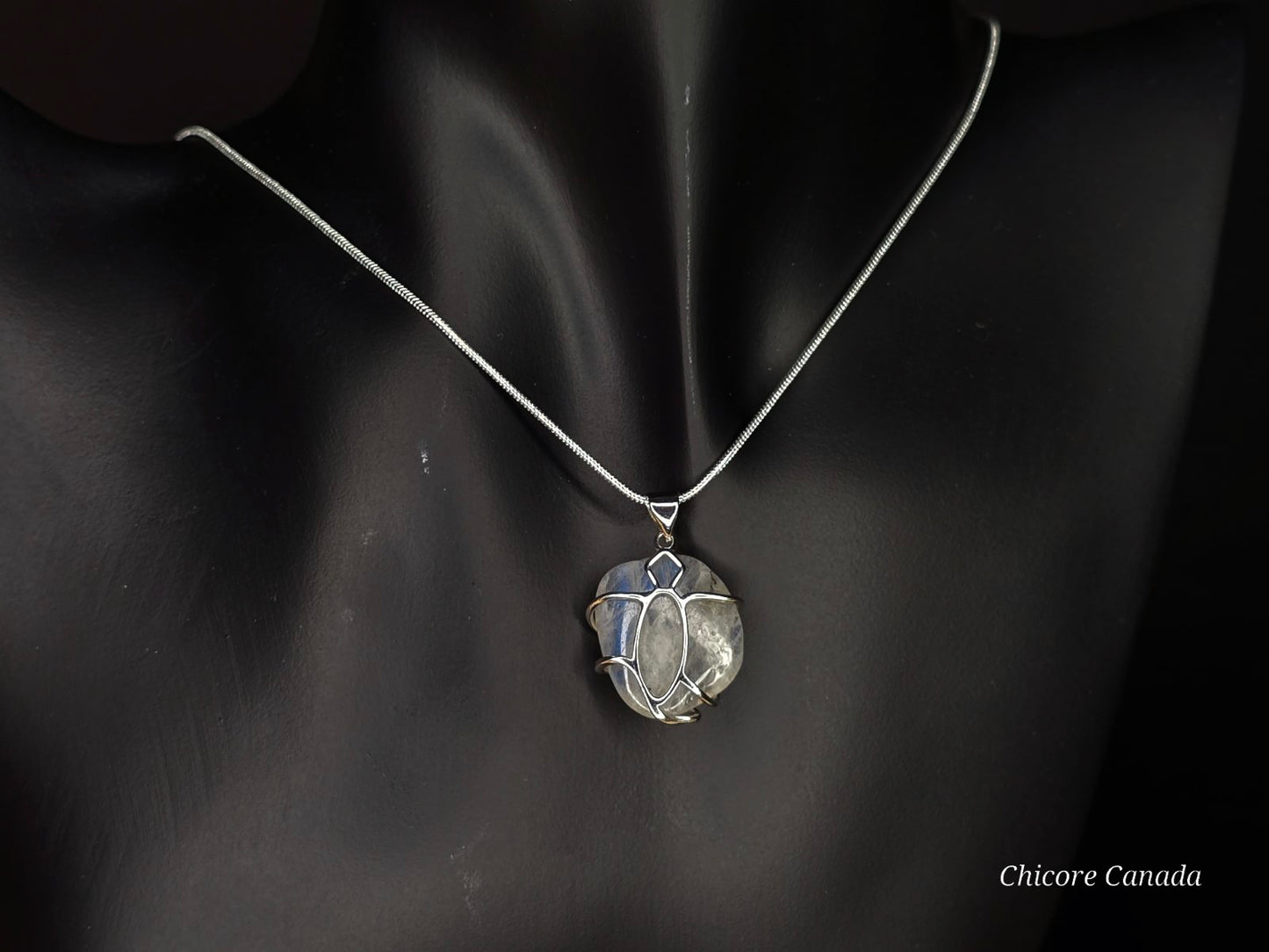 Collier pendentif en pierre de lune naturelle fait main - Design élégant et délicat