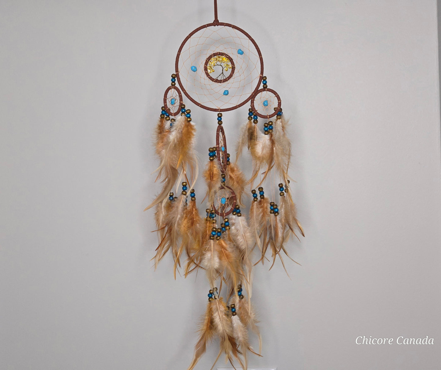 Boho Harmony - Handmade Dreamcatcher with Turquoise Accents & Citrine Tree of Life