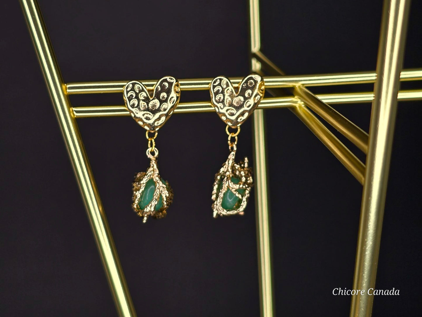 Boucles d'oreilles en jade vert faites à la main : Sérénité élégante