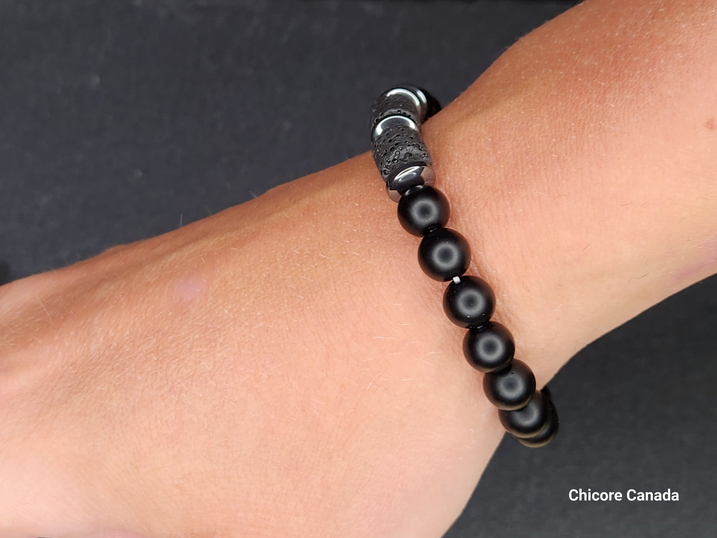 Bracelet Onyx Noir pour Lui | Accessoire Homme Raffiné et Intemporel