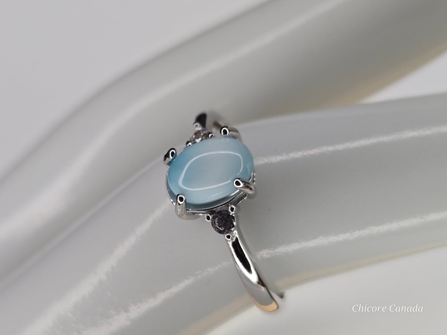 Caribbean Charm – Handmade Larimar Adjustable Silver Ring