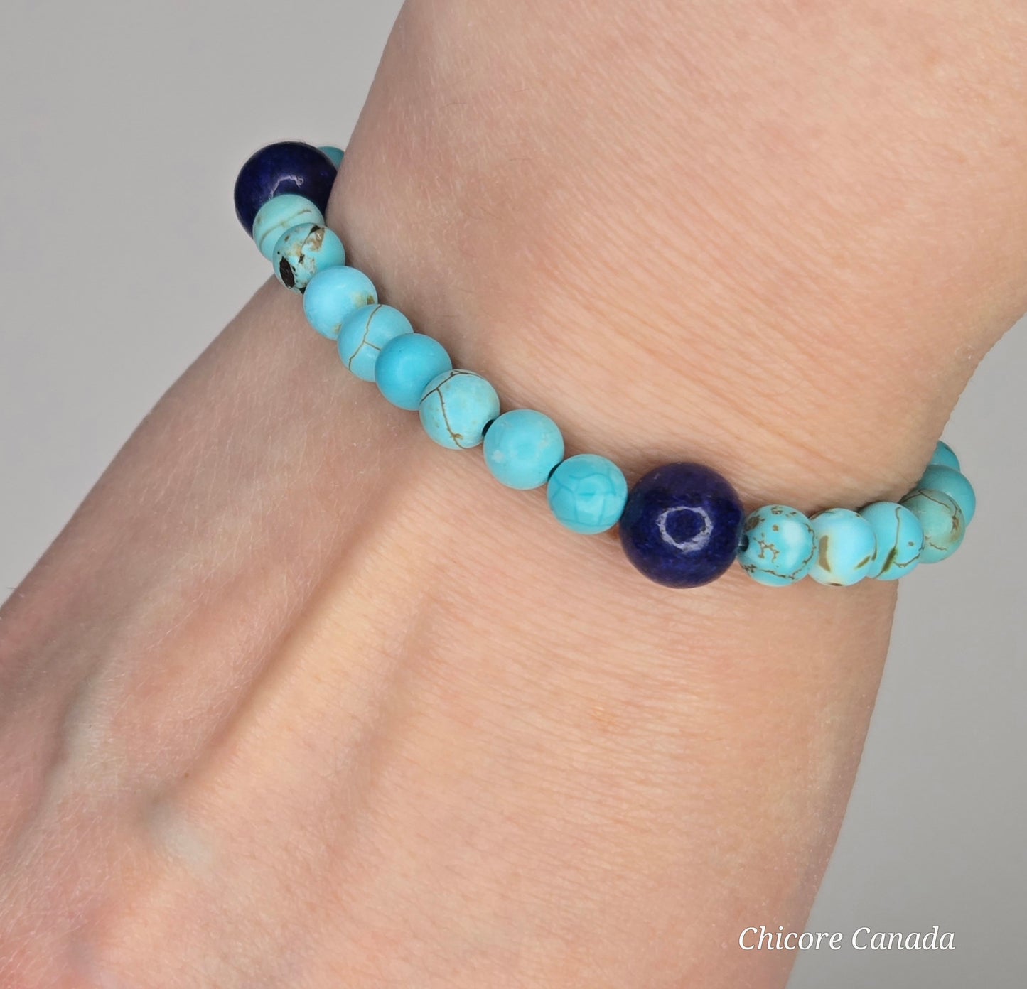 Handmade Natural Turquoise and Lapis Lazuli Healing Bracelet – Unisex Energy Balance