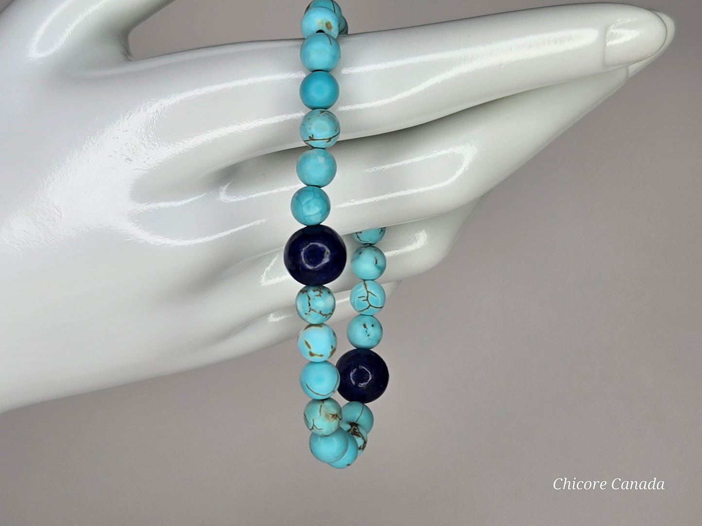 Handmade Natural Turquoise and Lapis Lazuli Healing Bracelet – Unisex Energy Balance