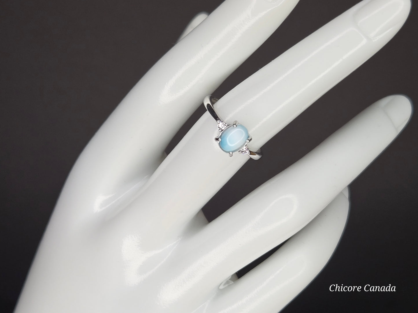 Caribbean Charm – Handmade Larimar Adjustable Silver Ring