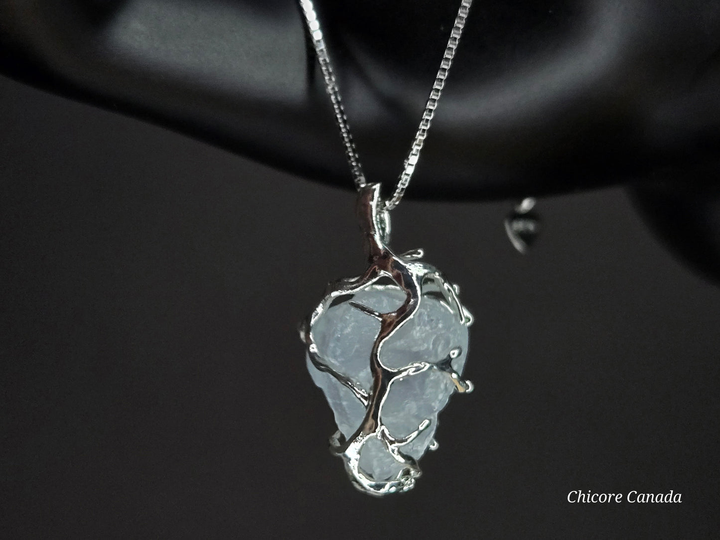 Artisan Raw Celestite Pendant with Adjustable 925 Sterling Silver Necklace