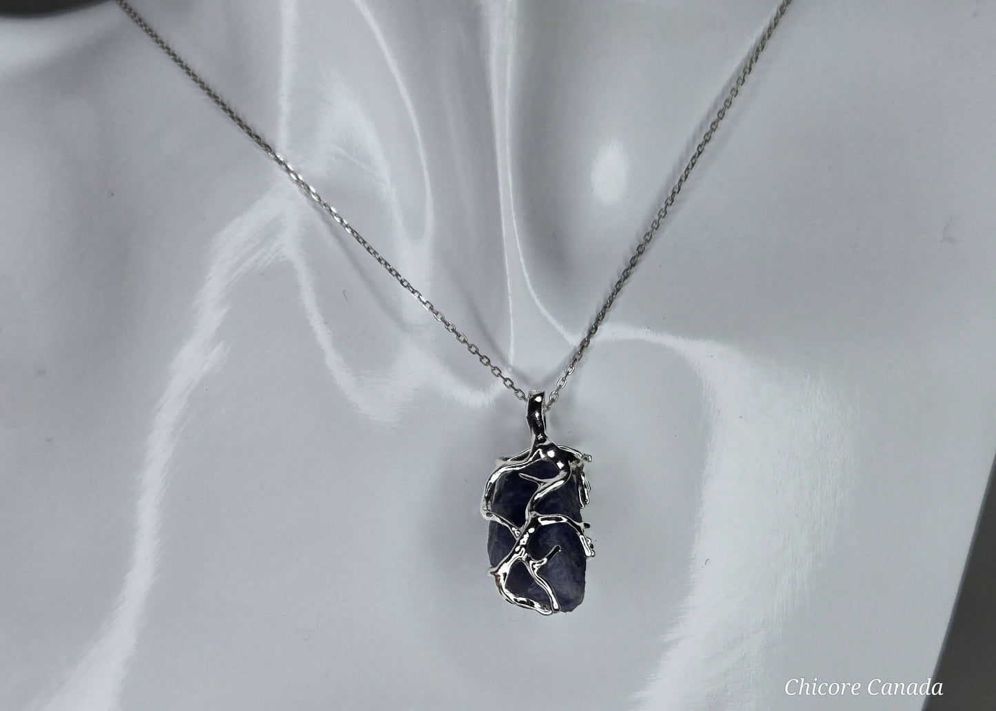 Royal Midnight — Handmade Natural Sapphire Pendant with Adjustable Necklace