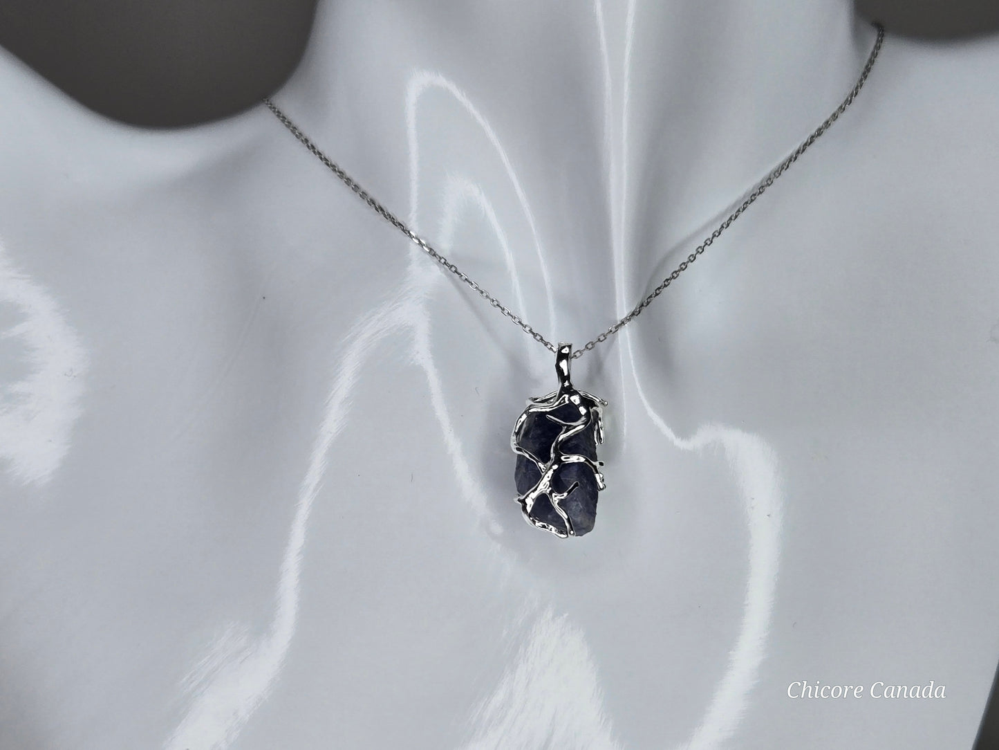 Royal Midnight — Handmade Natural Sapphire Pendant with Adjustable Necklace