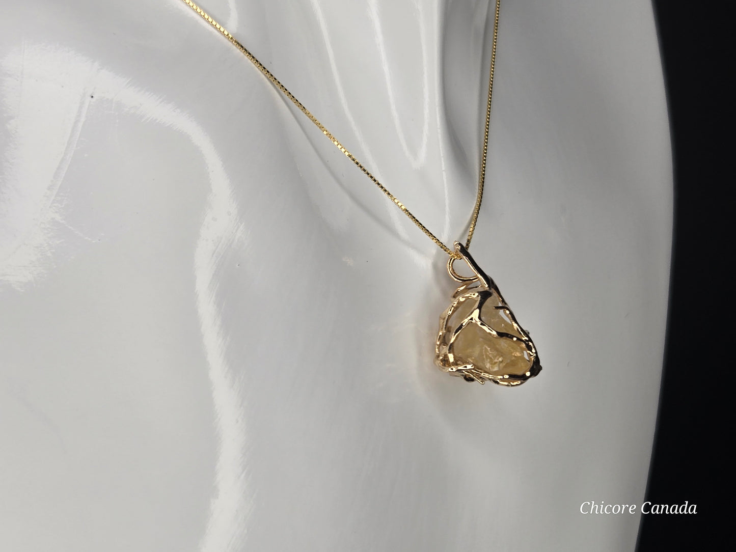 Collier pendentif élégant en citrine brésilienne fait main