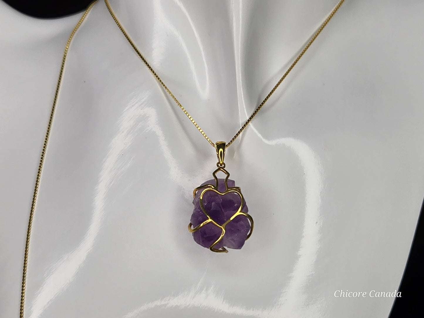Artfully Crafted Raw Amethyst Pendant Necklace with Adjustable Grace