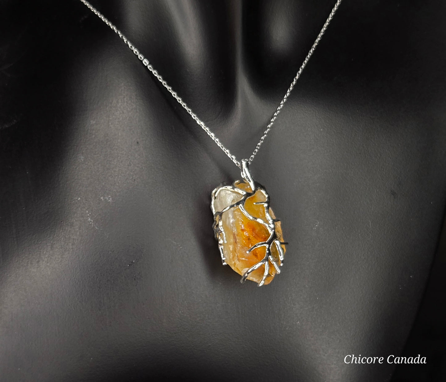 Exquisite Raw Brazilian Citrine Pendant Necklace in Refined Elegance