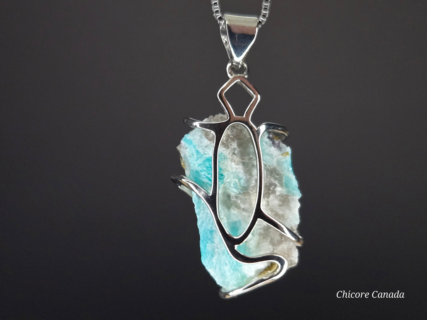 Grace in Blue – Handmade Amazonite Pendant with Adjustable Sterling Silver Necklace
