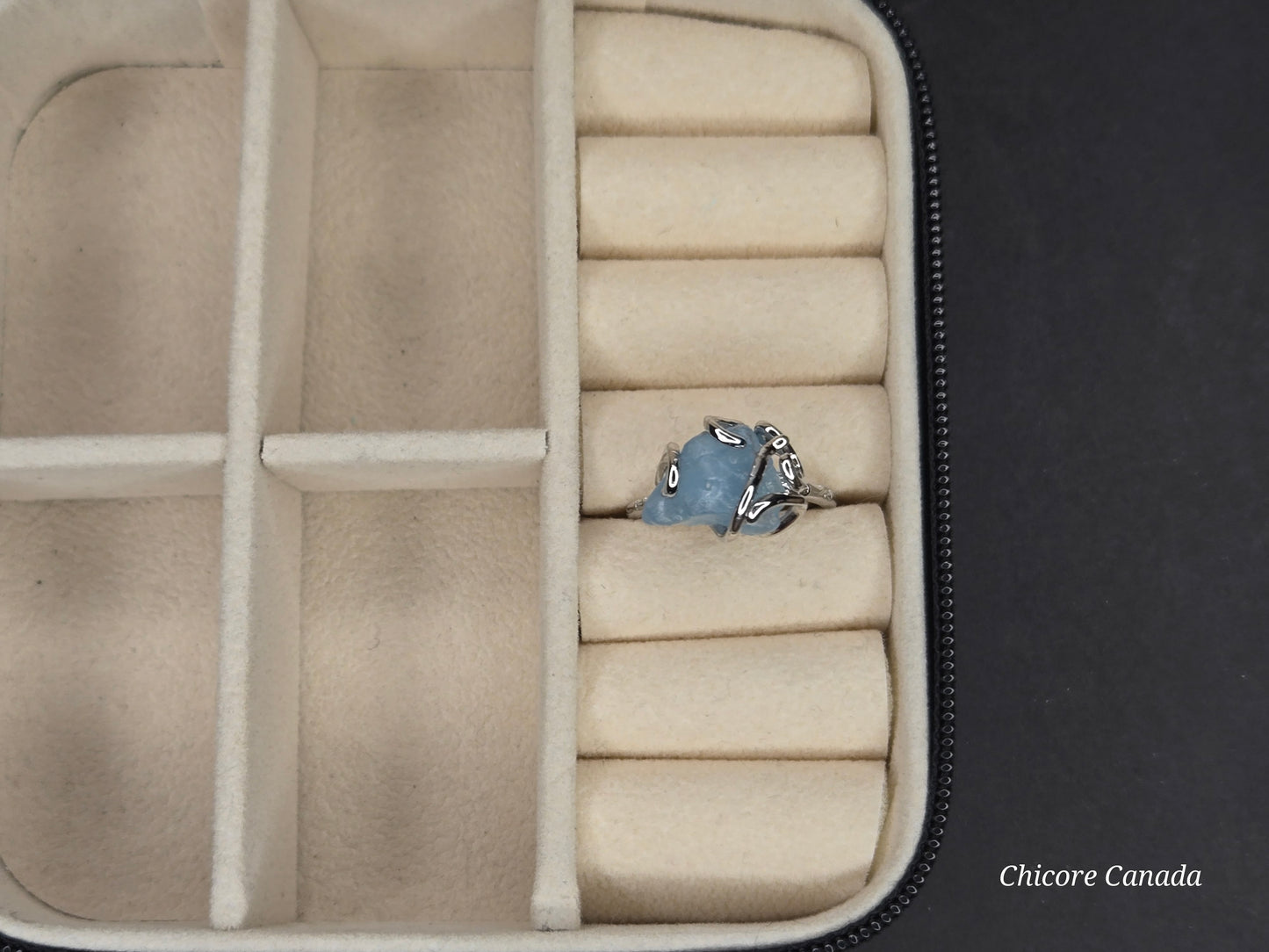Timeless 925 Sterling Silver Adjustable Aquamarine Ring