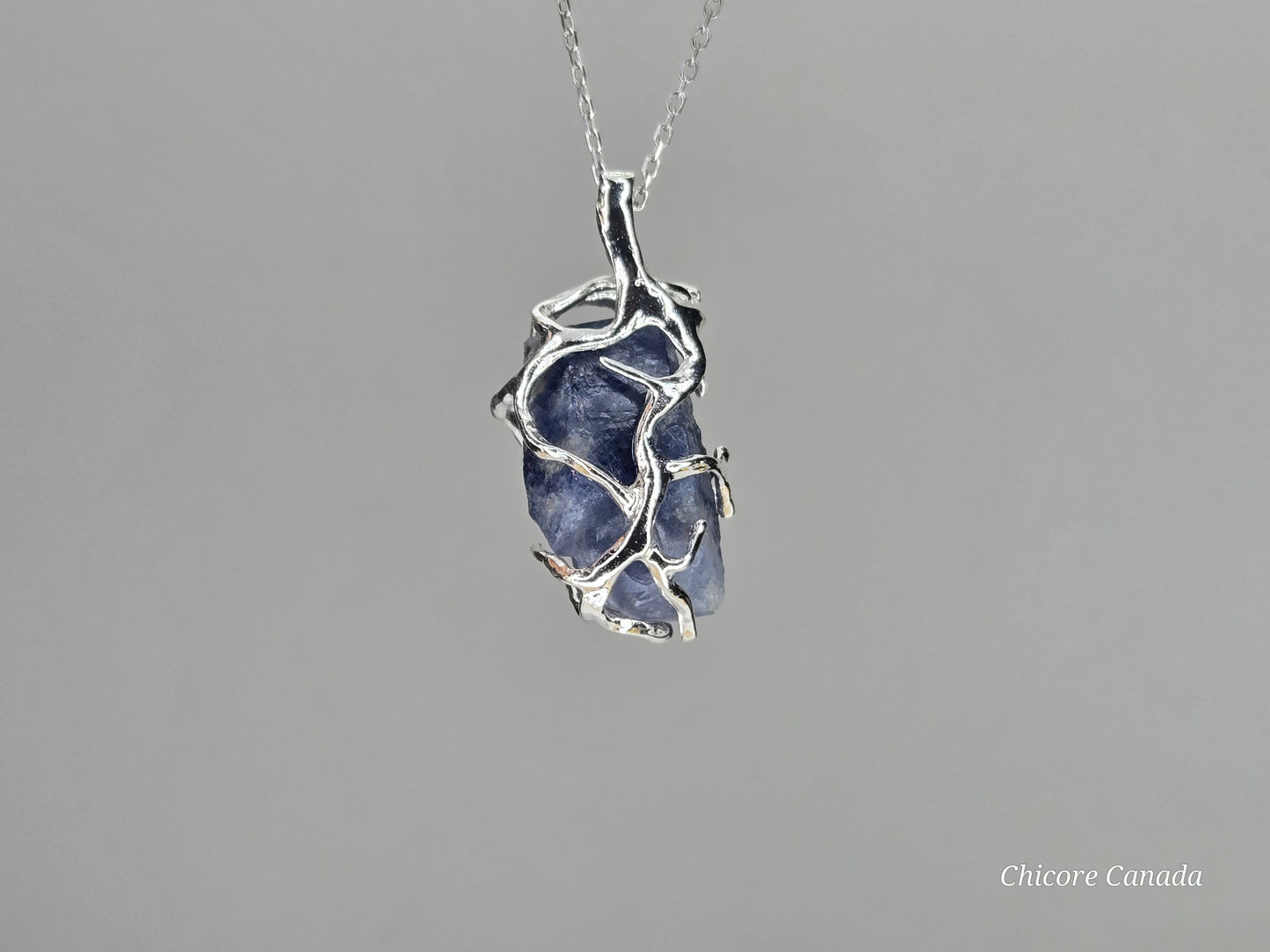 Royal Midnight — Handmade Natural Sapphire Pendant with Adjustable Necklace
