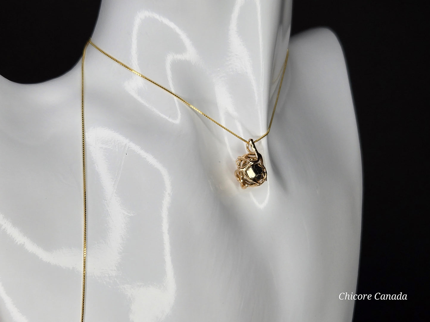 Celestial Gold – Handmade Pyrite Pendant with 925 Sterling Silver Adjustable Necklace