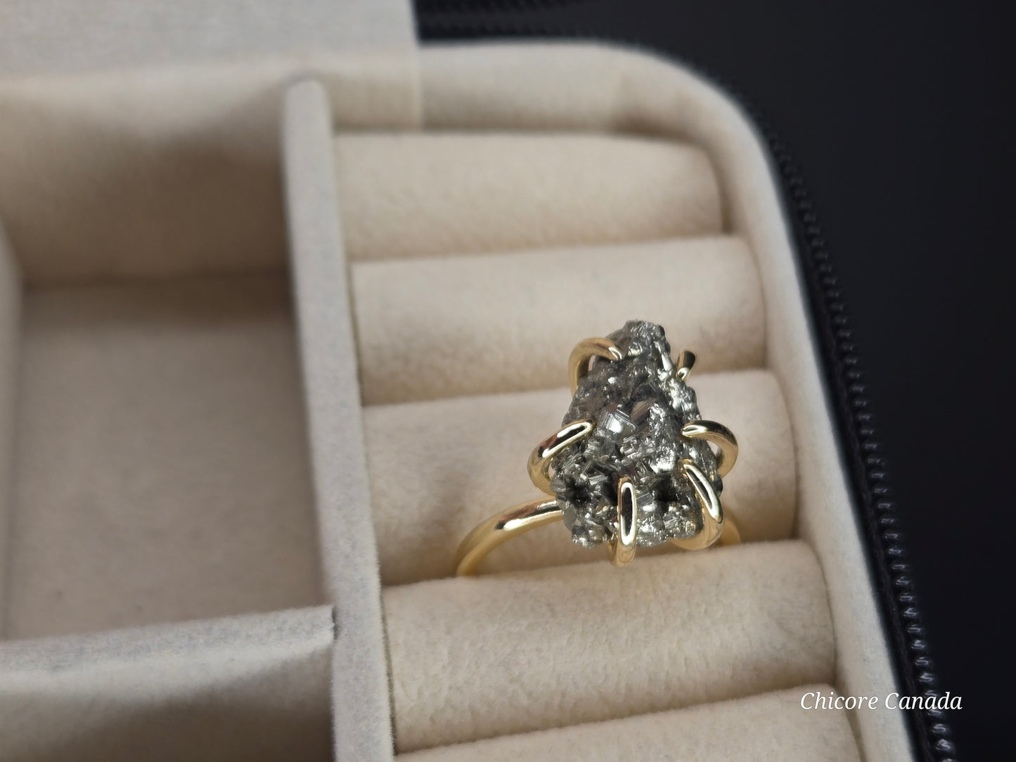 Handmade Raw Pyrite Ring – Bold, Elegant, and Naturally Radiant Statement Jewelry