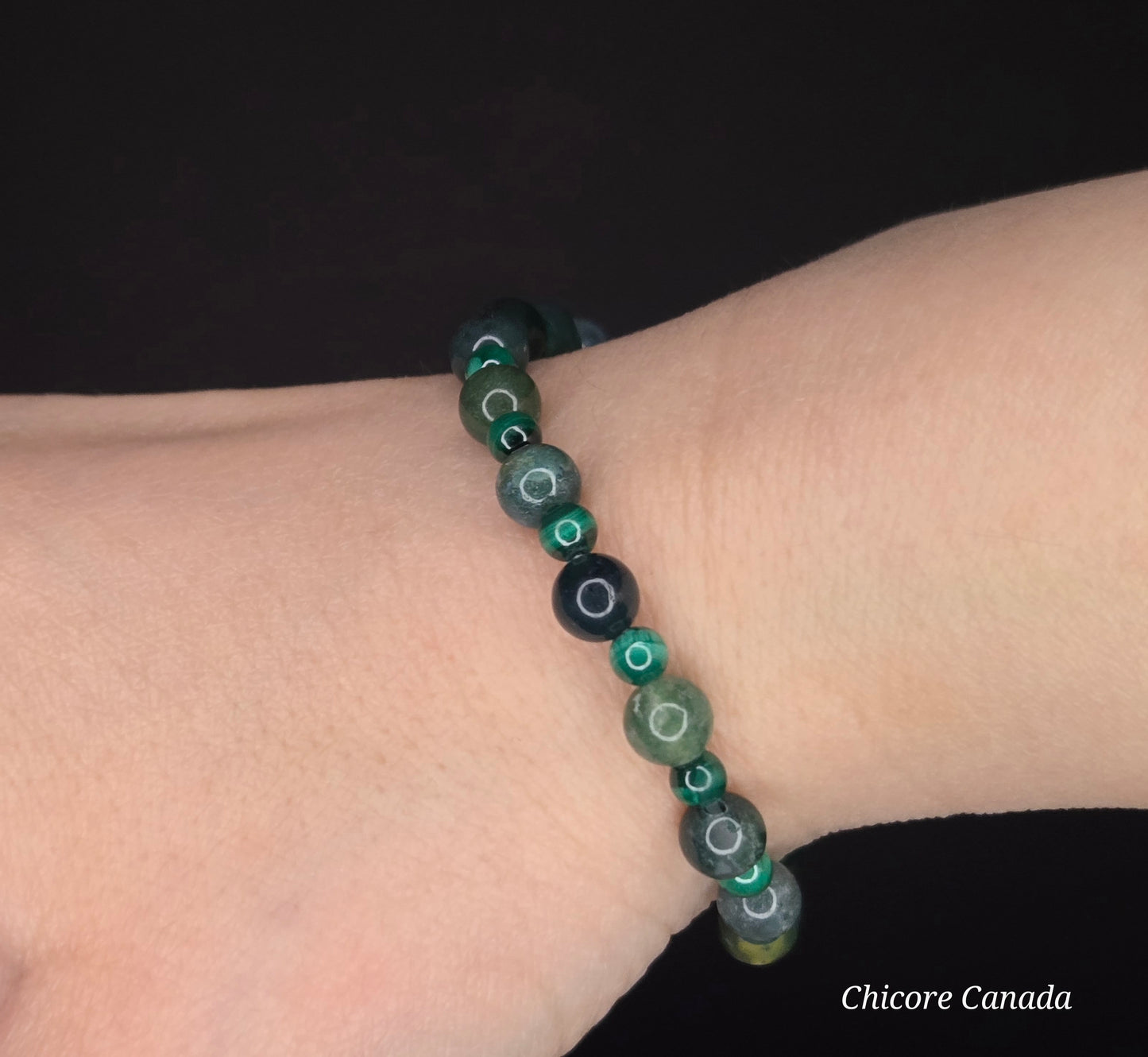 Forest Luxe – Handmade Moss Agate & Malachite Bracelet for Grounding and Sophisticated Renewal