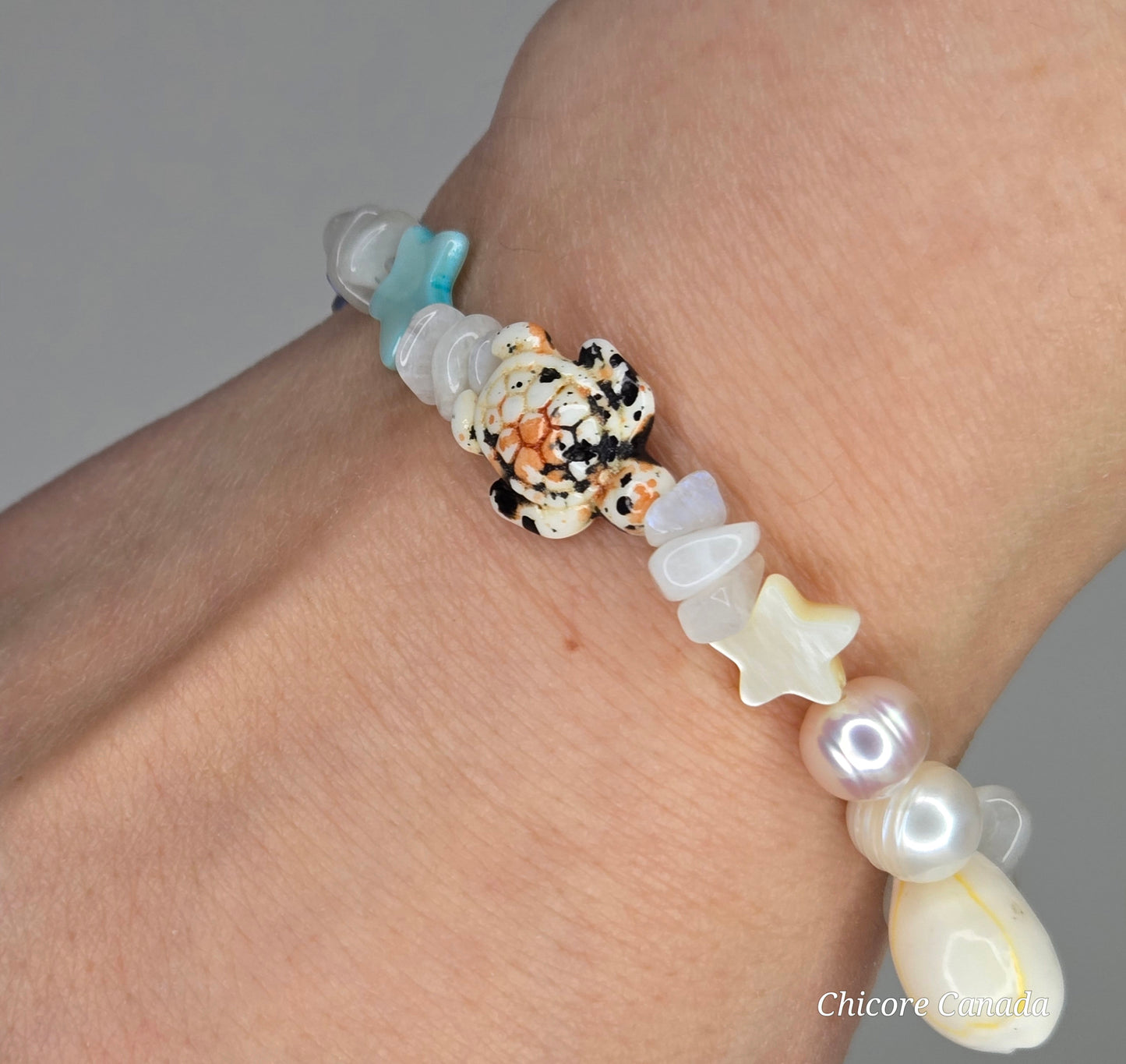 Boho Beach Charm Moonstone Bracelet – Customizable Summer Jewelry