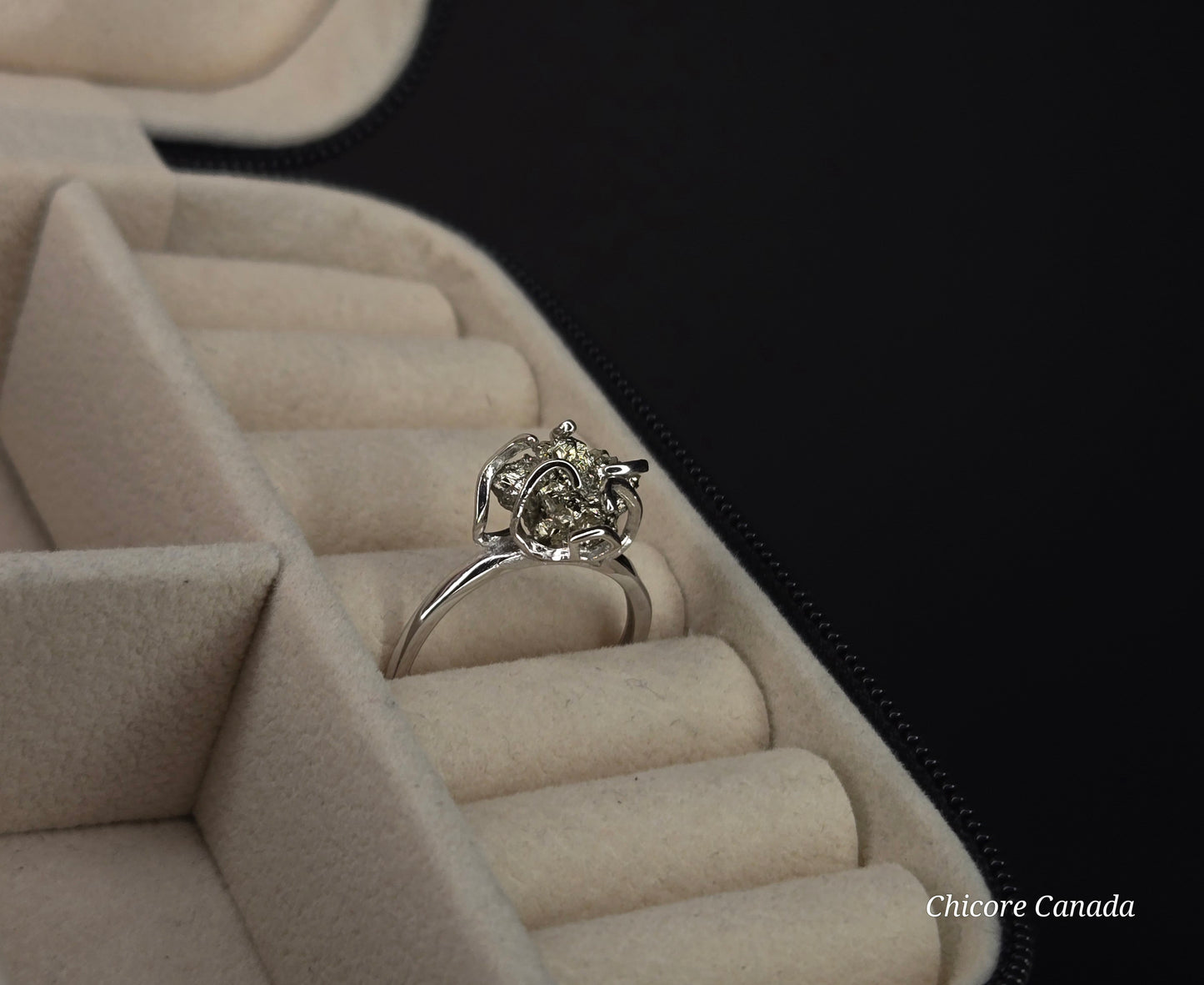 925 Sterling Silver Adjustable Raw Pyrite Ring