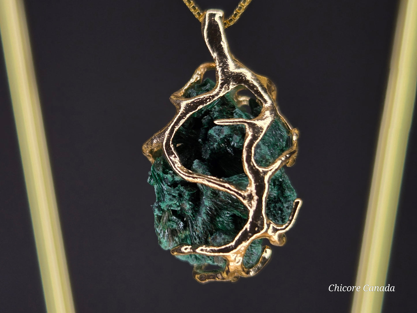 Emerald Aura – Handcrafted Raw Malachite Pendant with Adjustable 925 Sterling Silver Necklace