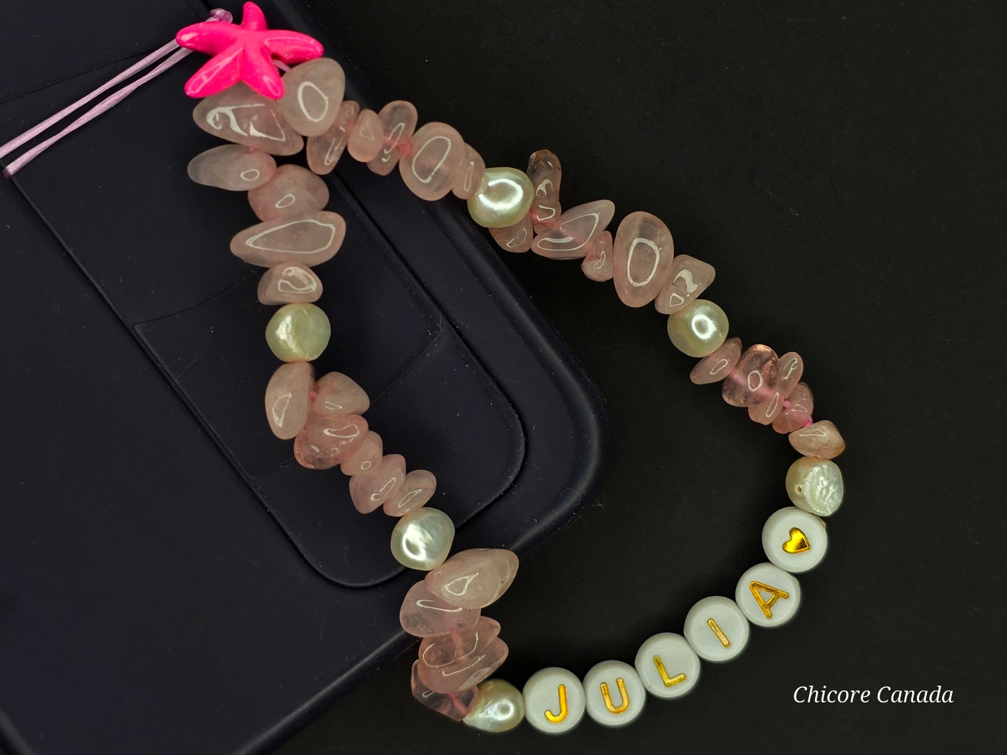 Blush & Balance – Handmade Rose Quartz Gemstone Phone Charm