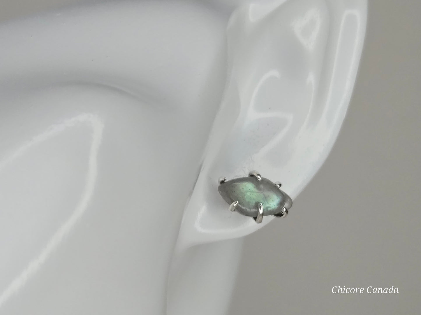 Elegant Handmade Sterling Silver Stud Earrings with Natural Moonstone