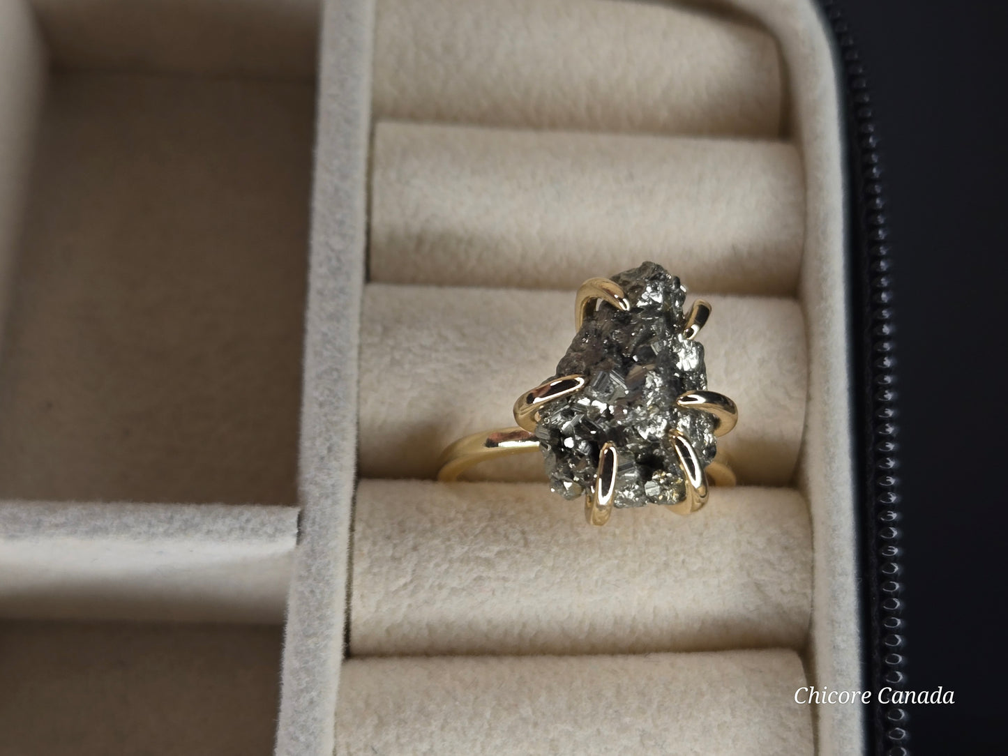 Handmade Raw Pyrite Ring – Bold, Elegant, and Naturally Radiant Statement Jewelry