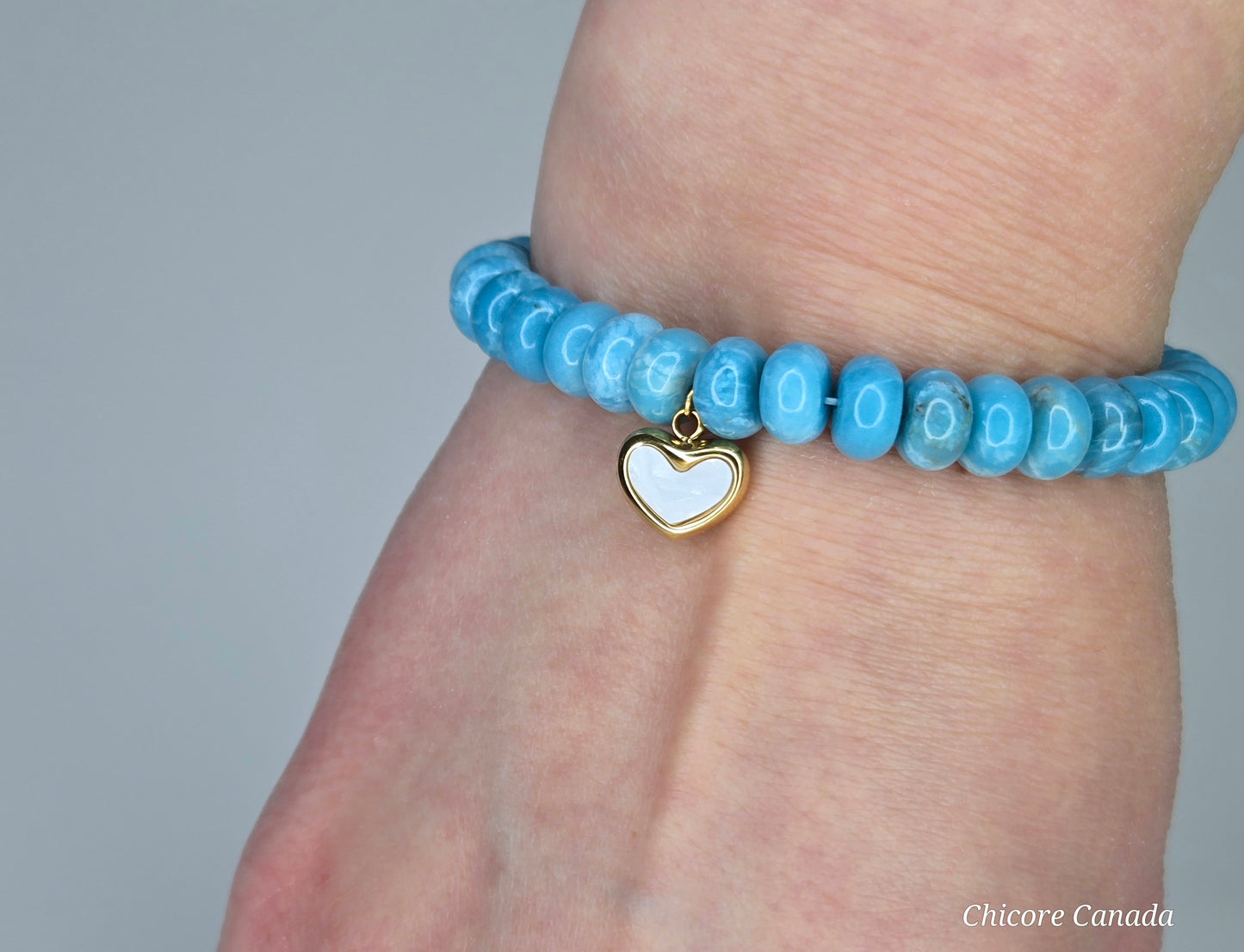 Serene Style –AAA Larimar Bracelet with Heart Charm