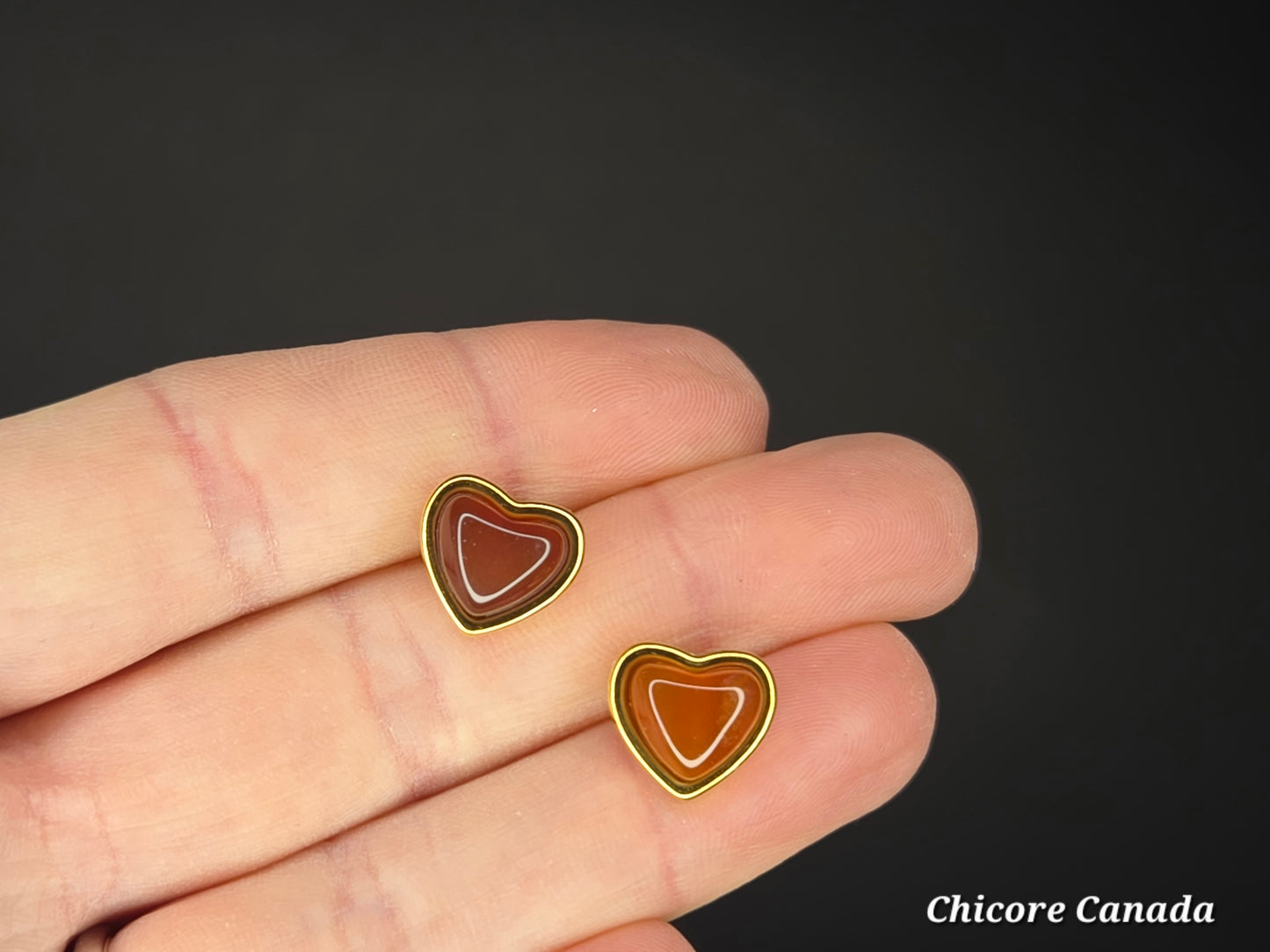 Heart-Shaped Carnelian Stud Earrings – Energize & Inspire