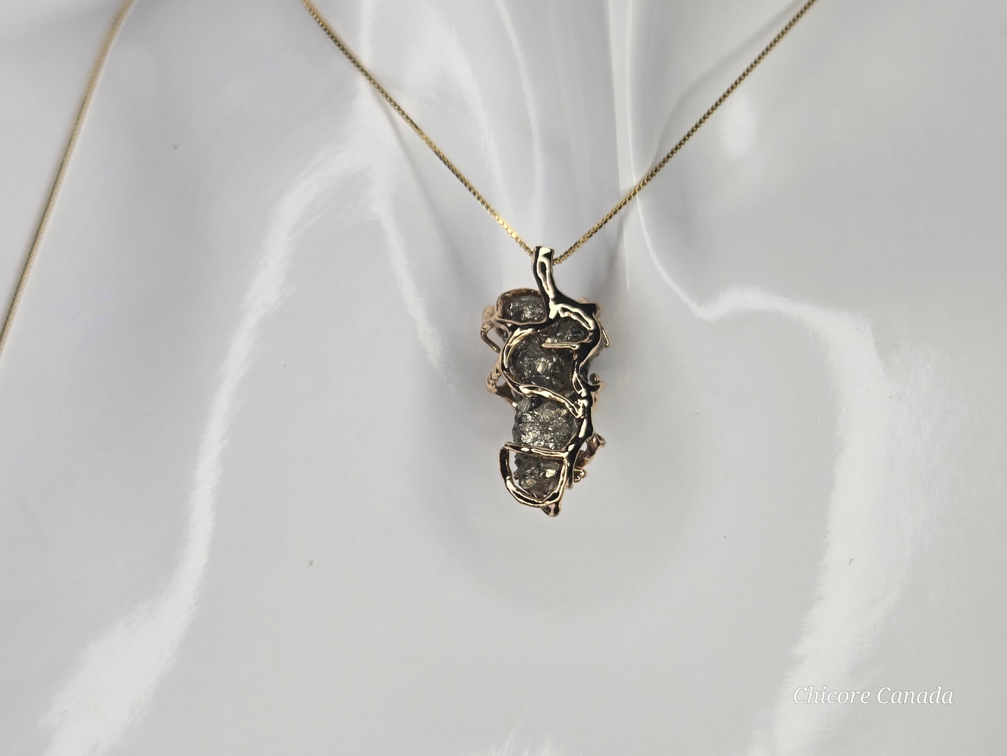 Golden Glow: Raw Pyrite Pendant with Elegant Sterling Silver Chain