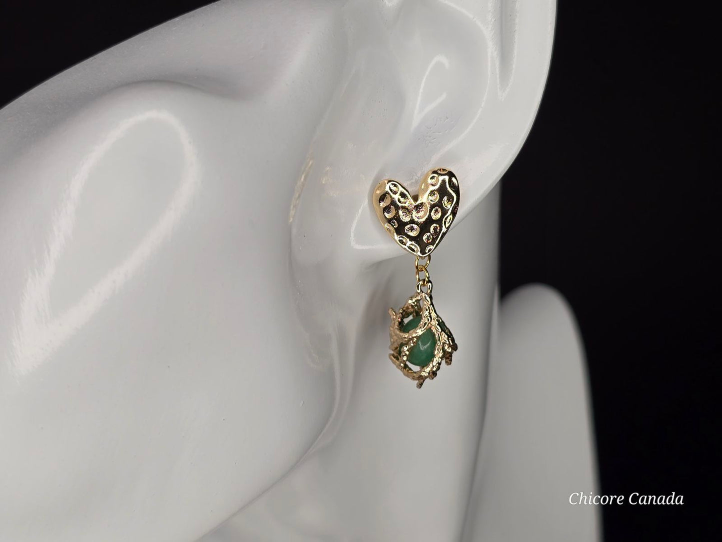 Boucles d'oreilles en jade vert faites à la main : Sérénité élégante