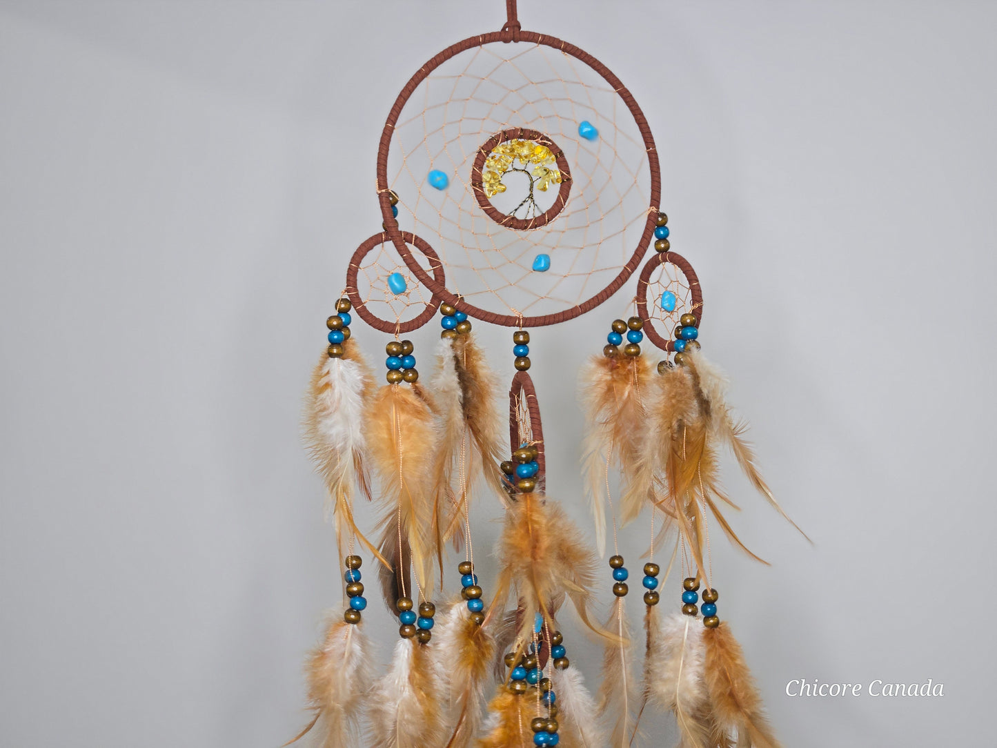 Boho Harmony - Handmade Dreamcatcher with Turquoise Accents & Citrine Tree of Life