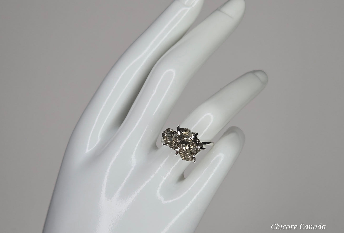 Elegant Raw Pyrite Ring – Adjustable Design with Empowering Stone Energy