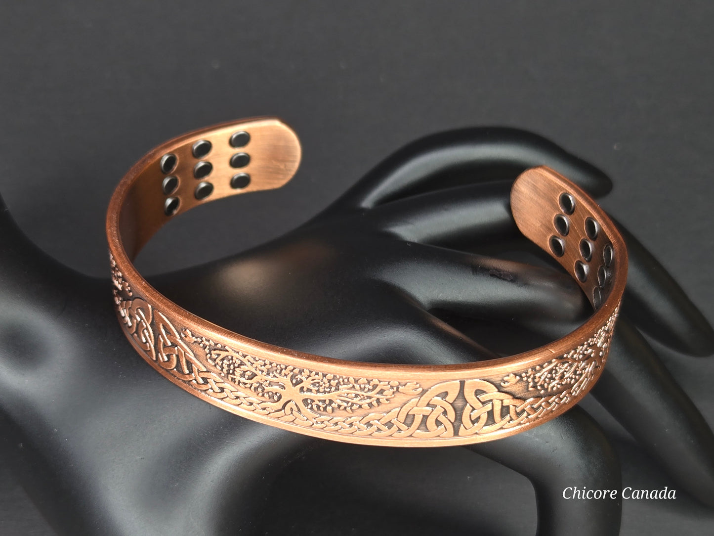 Adjustable Wellness Cuff - Tree of Life Copper Healing Bracelet with 27 Magnets
