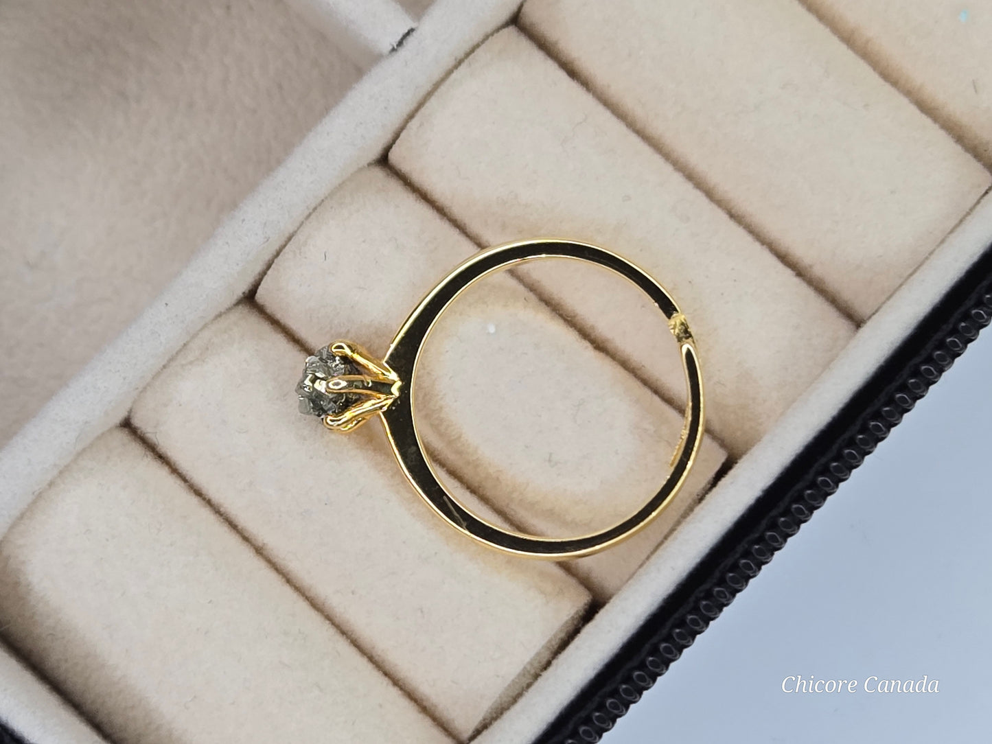 Bague ajustable en pyrite brute faite à la main en argent sterling 925 – Design luxueusement délicat