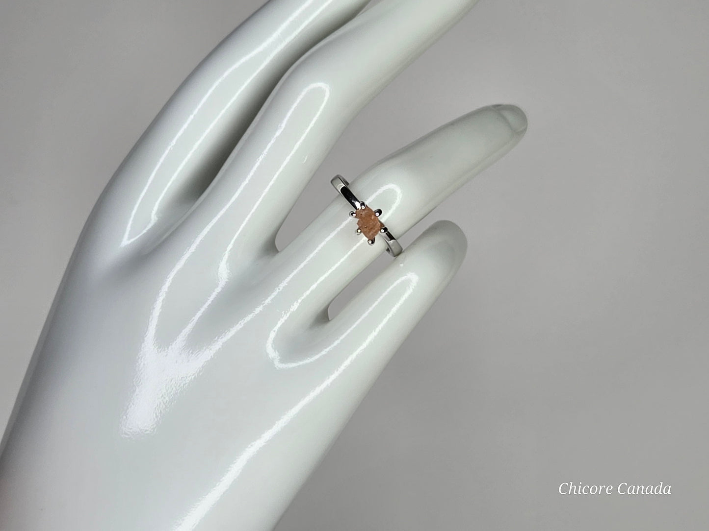 Dainty Sunstone Adjustable Ring