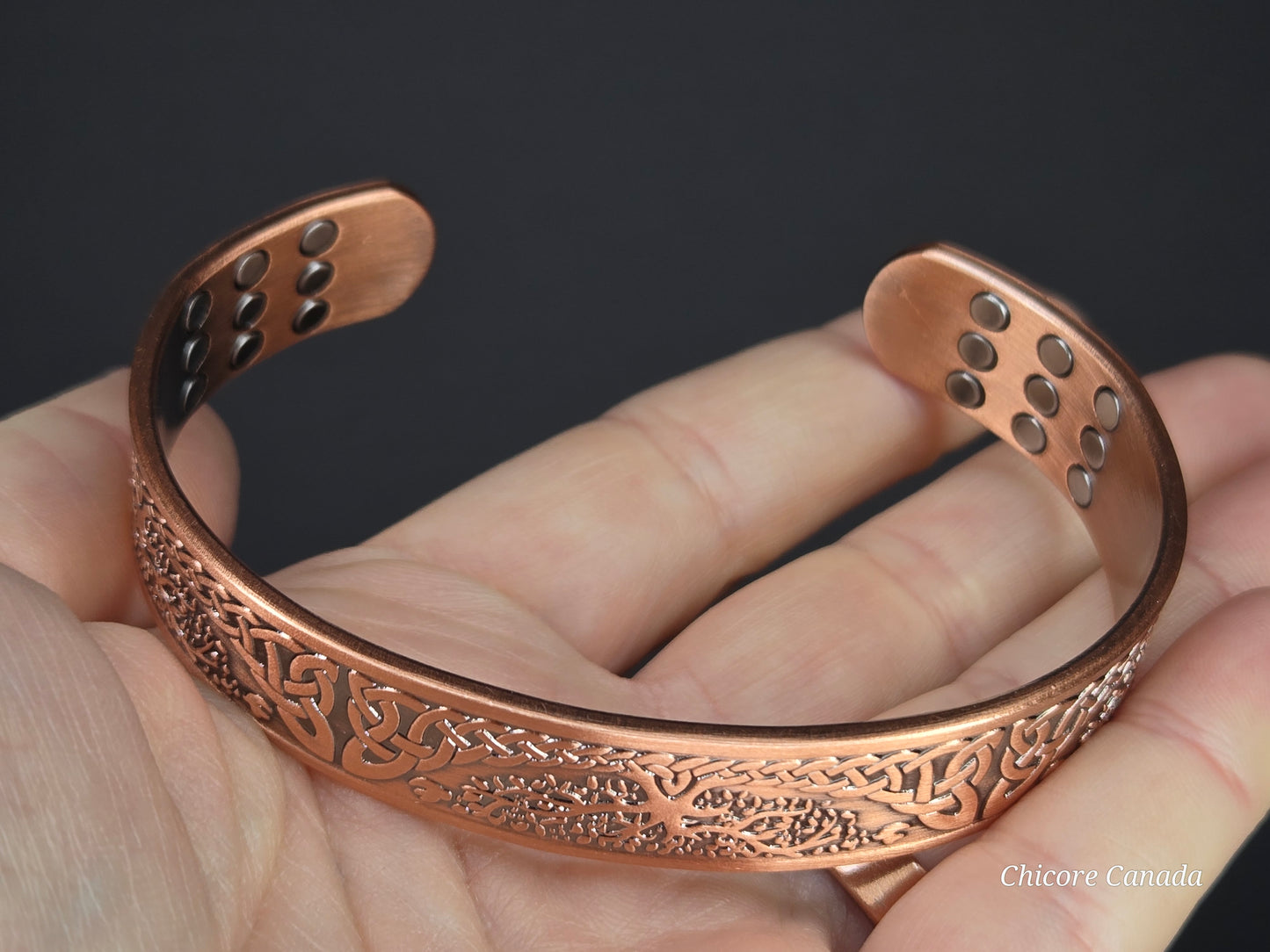 Adjustable Wellness Cuff - Tree of Life Copper Healing Bracelet with 27 Magnets