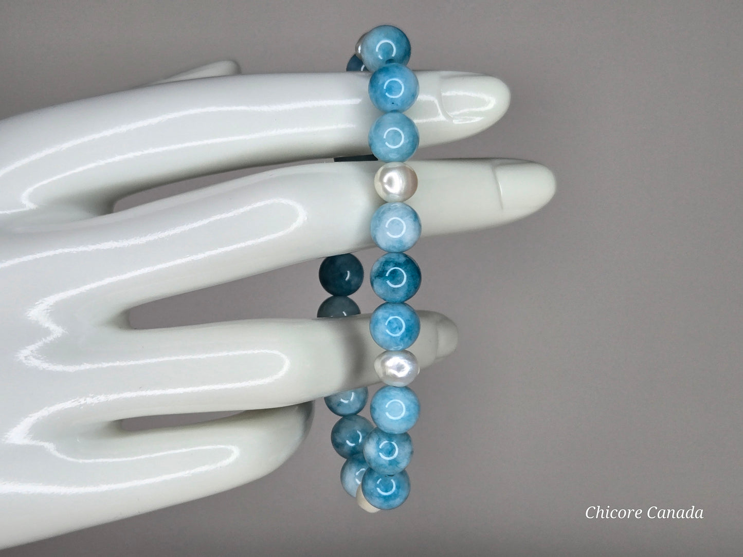 Exquisite Handmade Larimar & Freshwater Pearl Bracelet – Ocean-Inspired Elegance