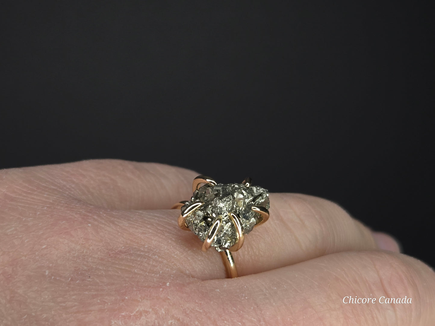 Handmade Raw Pyrite Ring – Bold, Elegant, and Naturally Radiant Statement Jewelry