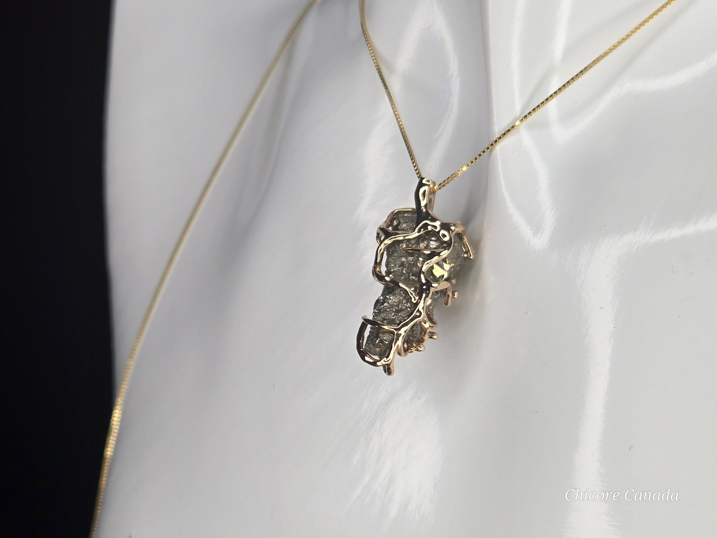 Golden Glow: Raw Pyrite Pendant with Elegant Sterling Silver Chain