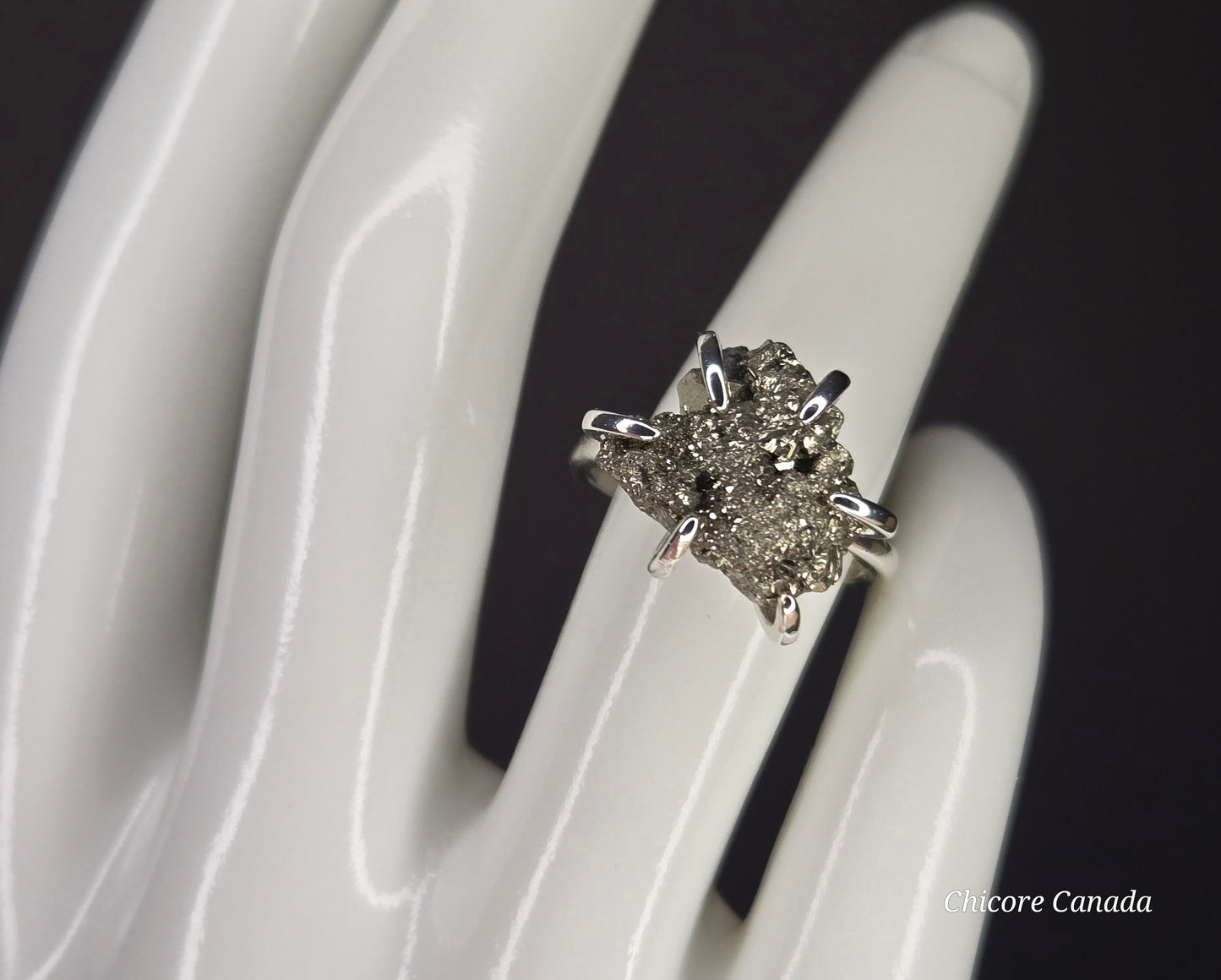 Adjustable Raw Pyrite Statement Ring – Bold Sophistication & Strength